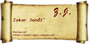 Zakar Jenő névjegykártya